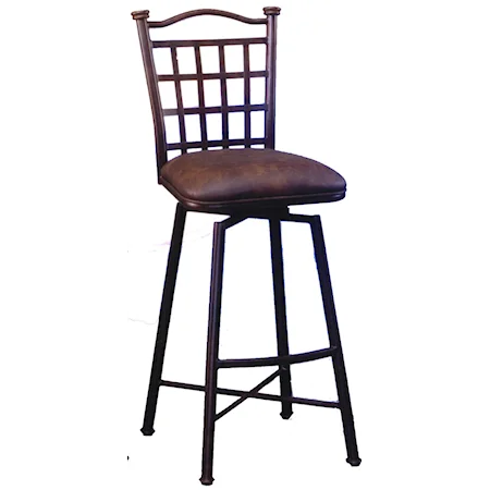 30" Bar Height Autumn Rust Metal Bar Stool with Arched Back